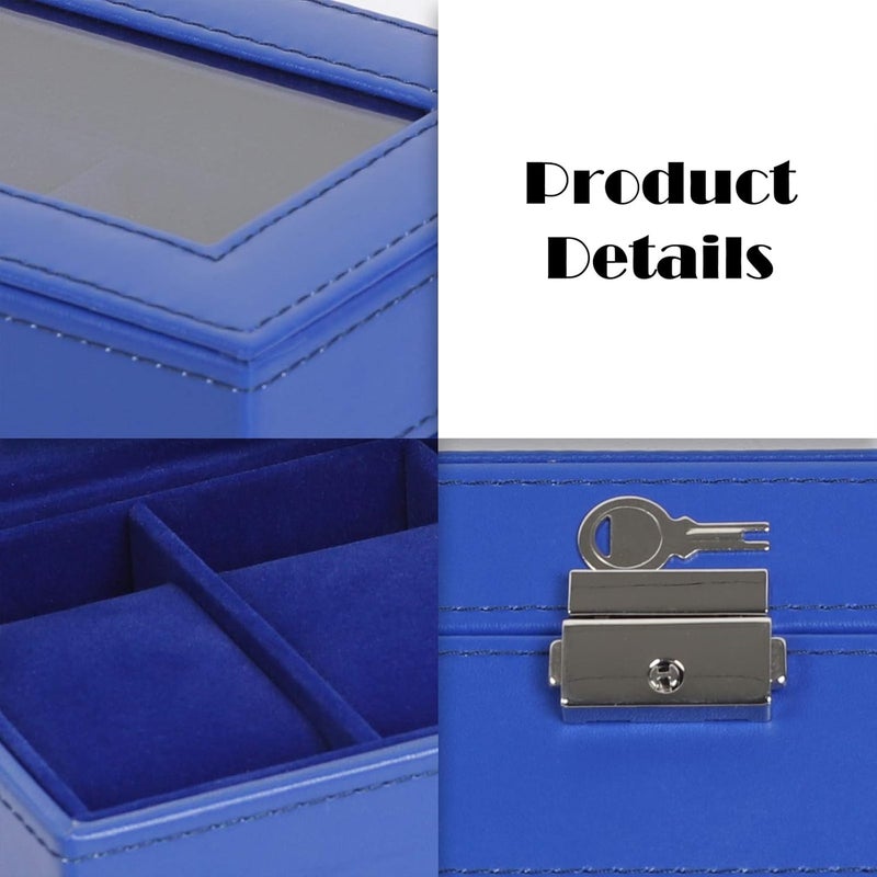 NEX Watch Case, 6 Slot Leather Watch Box Display Case Organizer Glass Jewelry Storage - Image 5